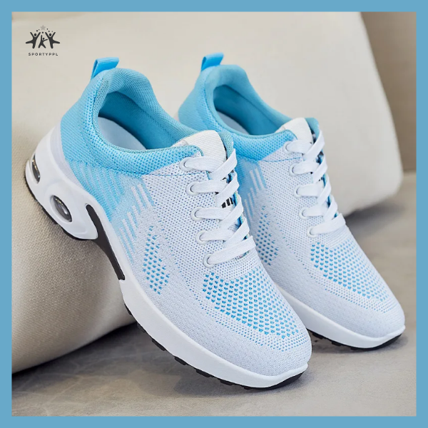 Breathable Women's Running Shoes - Lightweight Lace-Up Mesh Sneakers with Air Cushion for Summer