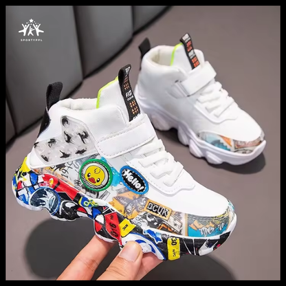 Children's Cartoon Graffiti Sports Sneakers - Sizes 26-36 for Boys and Girls