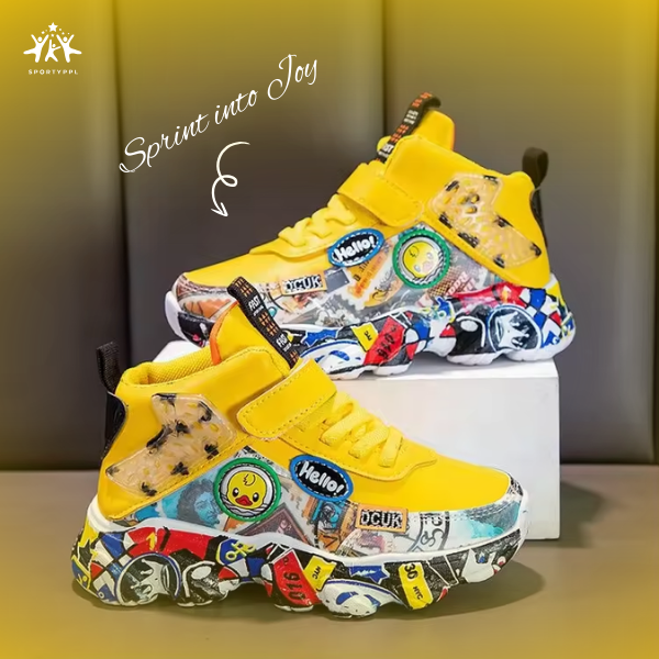 Children's Cartoon Graffiti Sports Sneakers - Sizes 26-36 for Boys and Girls